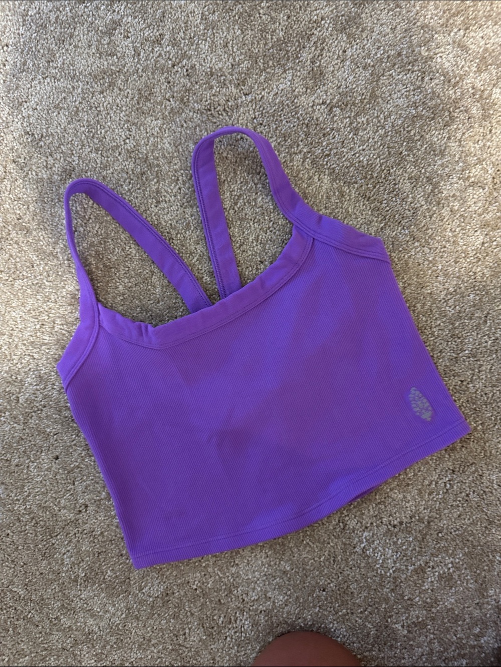 Purple Ribbed Cropped Tank Top - Women